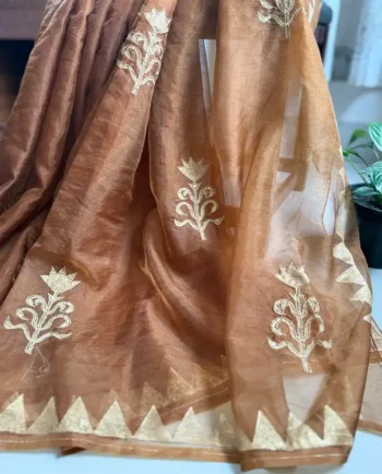 Organza Maslin With Embroidery and Blouse Pc