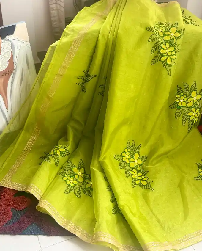 A Elegant Premium Organza Saree with Embroidery #OM519