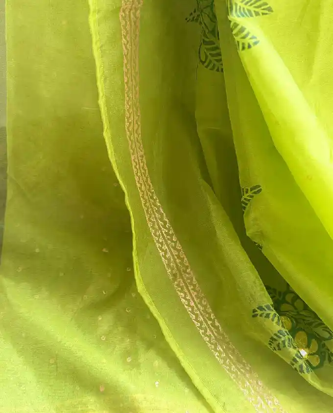 A Elegant Premium Organza Saree with Embroidery #OM519 - Image 4